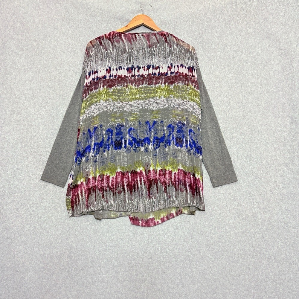John Mark Mixed Fabric Popover Top Layered Long Sleeve Sz Small Artsy Draped - Picture 2 of 7